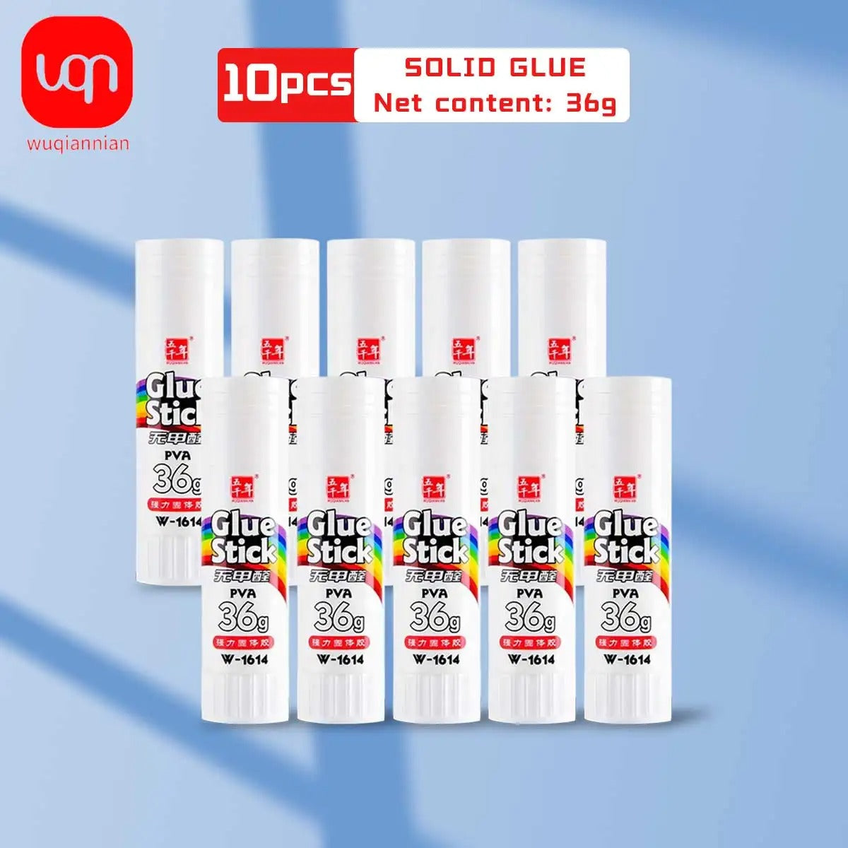 WQN 9/15/21/36G Rainbow White Solid Glue Stick Non Toxic Professional High Viscosity Ideal Office & Study Stationery