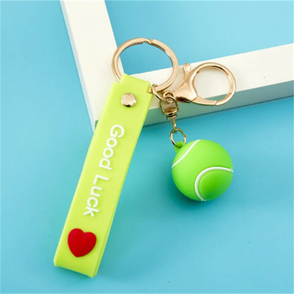 Creative Football Basketball Rugby Tennis Keychain Soft Rubber Lucky Wristband Pendant Sport Keyring Backpack Ornaments Men Gift