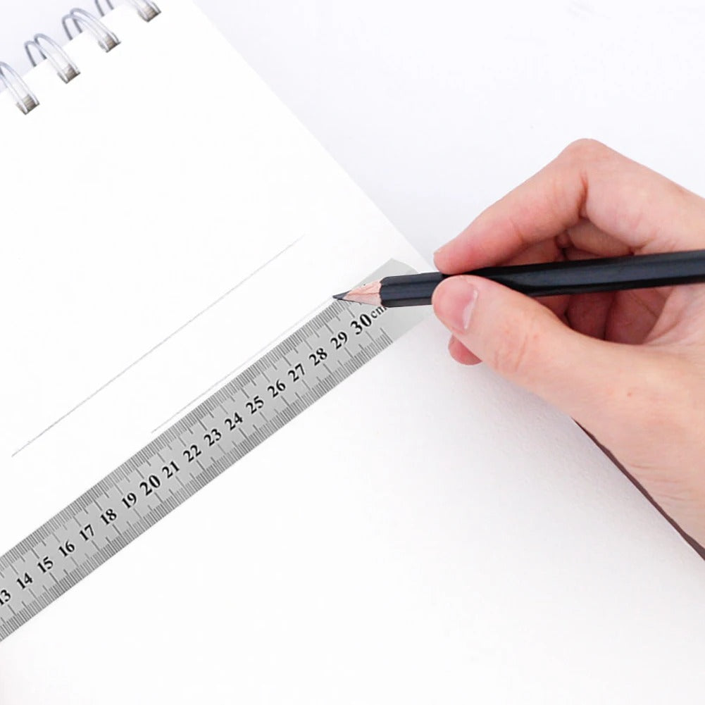 Double Sided Measuring Metal Ruler Stainless Steel Precision Measuring Tool Learning Office Stationery Drafting Accessory