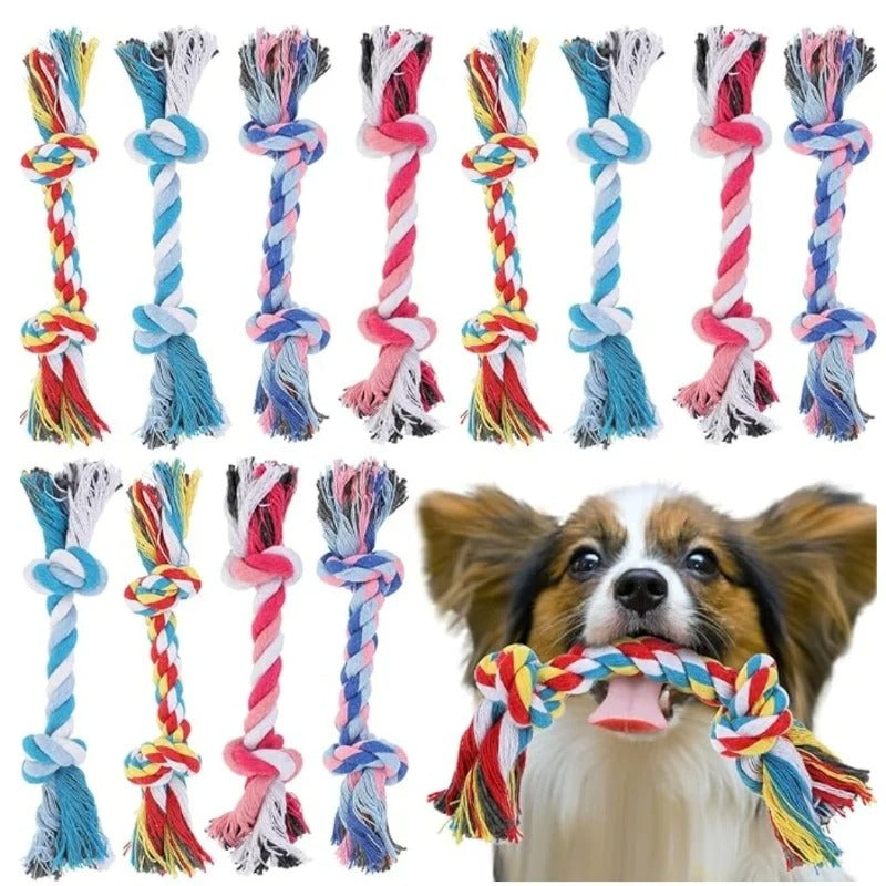 Random Color Cotton Rope Pet Toy Double Knot Bite Resistant Dog And Cat Chew Toy Funny Puppy Teething Supplies
