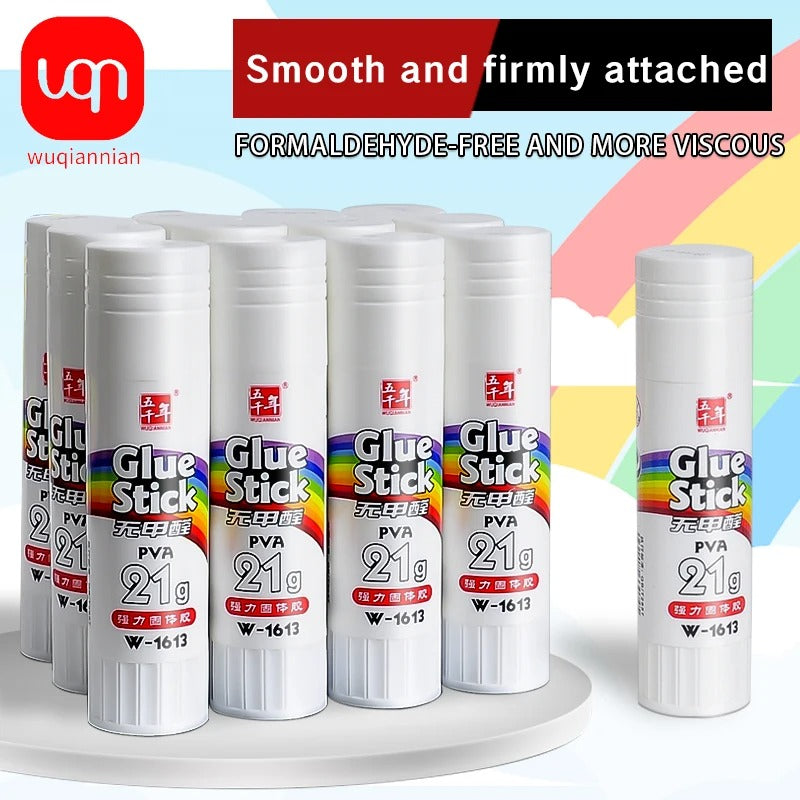 WQN 9/15/21/36G Rainbow White Solid Glue Stick Non Toxic Professional High Viscosity Ideal Office & Study Stationery