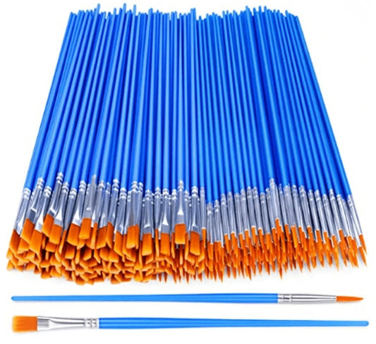 100 Painting Brushes Set Art Round Flat Nylon Hair Paint Brush for Oil Acrylic Watercolor Kids/Artists/Beginners/Students