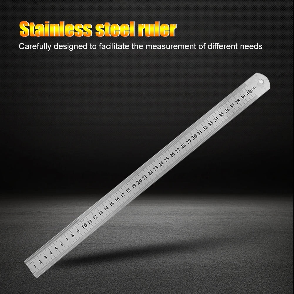 Double Sided Measuring Metal Ruler Stainless Steel Precision Measuring Tool Learning Office Stationery Drafting Accessory