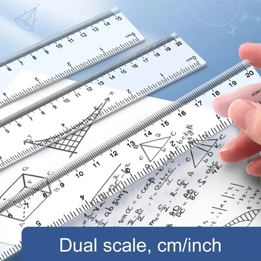 Desk Accessories 15cm 20cm 30cm 40cm Straight Ruler Multifunction Transparent Measuring Ruler Plastic Drawing Ruler Exam Test