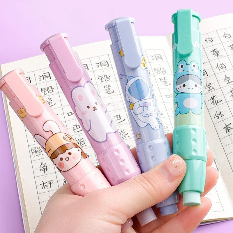 Erasers Pen Retractable Press Pencil Rubber Correction Supplies School Stationery Erasers for Kids Soft Art Eraser Pen