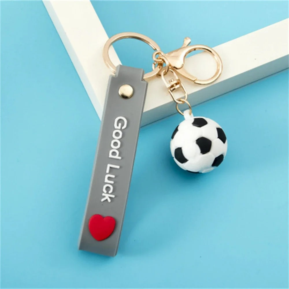 Creative Football Basketball Rugby Tennis Keychain Soft Rubber Lucky Wristband Pendant Sport Keyring Backpack Ornaments Men Gift