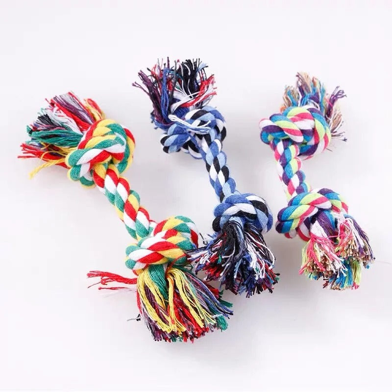 Random Color Cotton Rope Pet Toy Double Knot Bite Resistant Dog And Cat Chew Toy Funny Puppy Teething Supplies