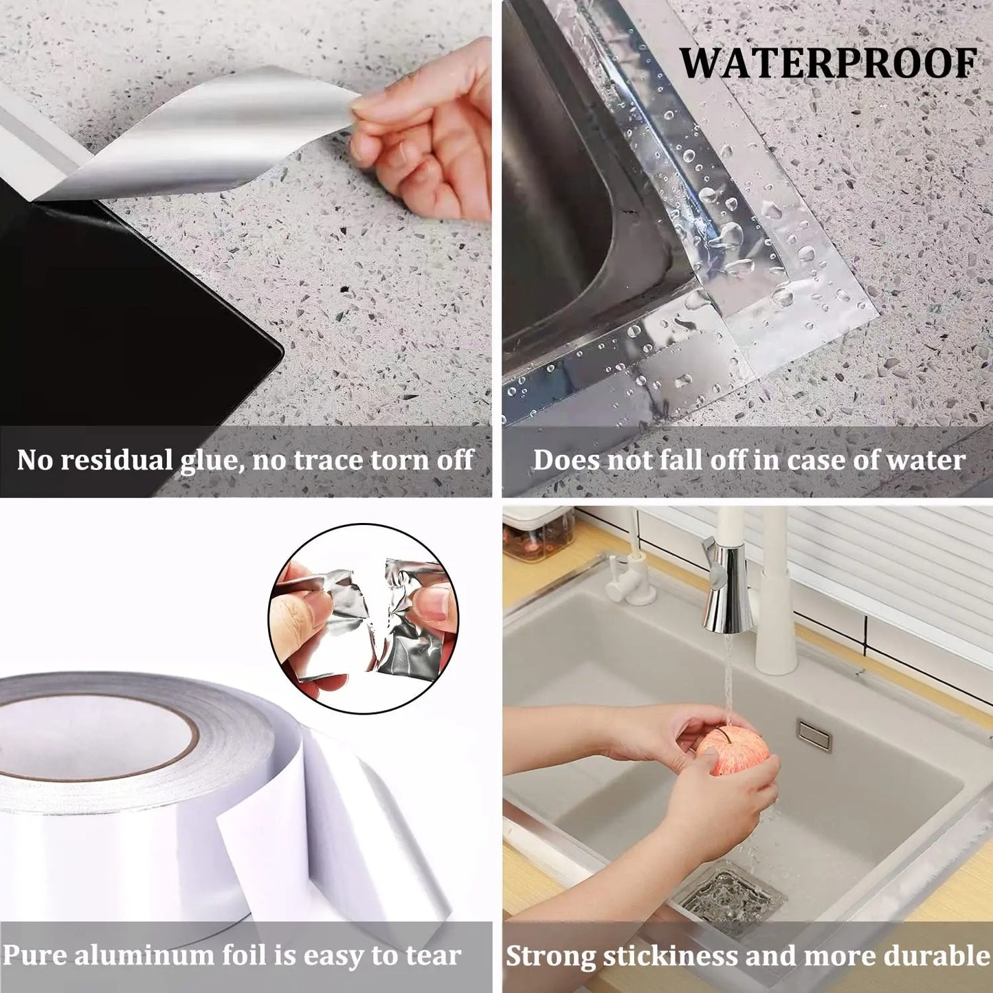 Aluminum Foil Duct Tape Heavy Duty Waterproof, High Temperature, Dryer Vent Insulation Tape for Ductwork, Ducting, Sealing