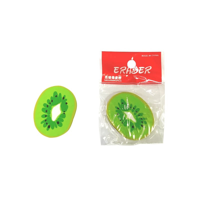 1pc/ Sweet Fruit Slice Shape Eraser Watermelon Grape Kiwi Fruit Erasers Kawaii Stationery Student Gift Office School Supply