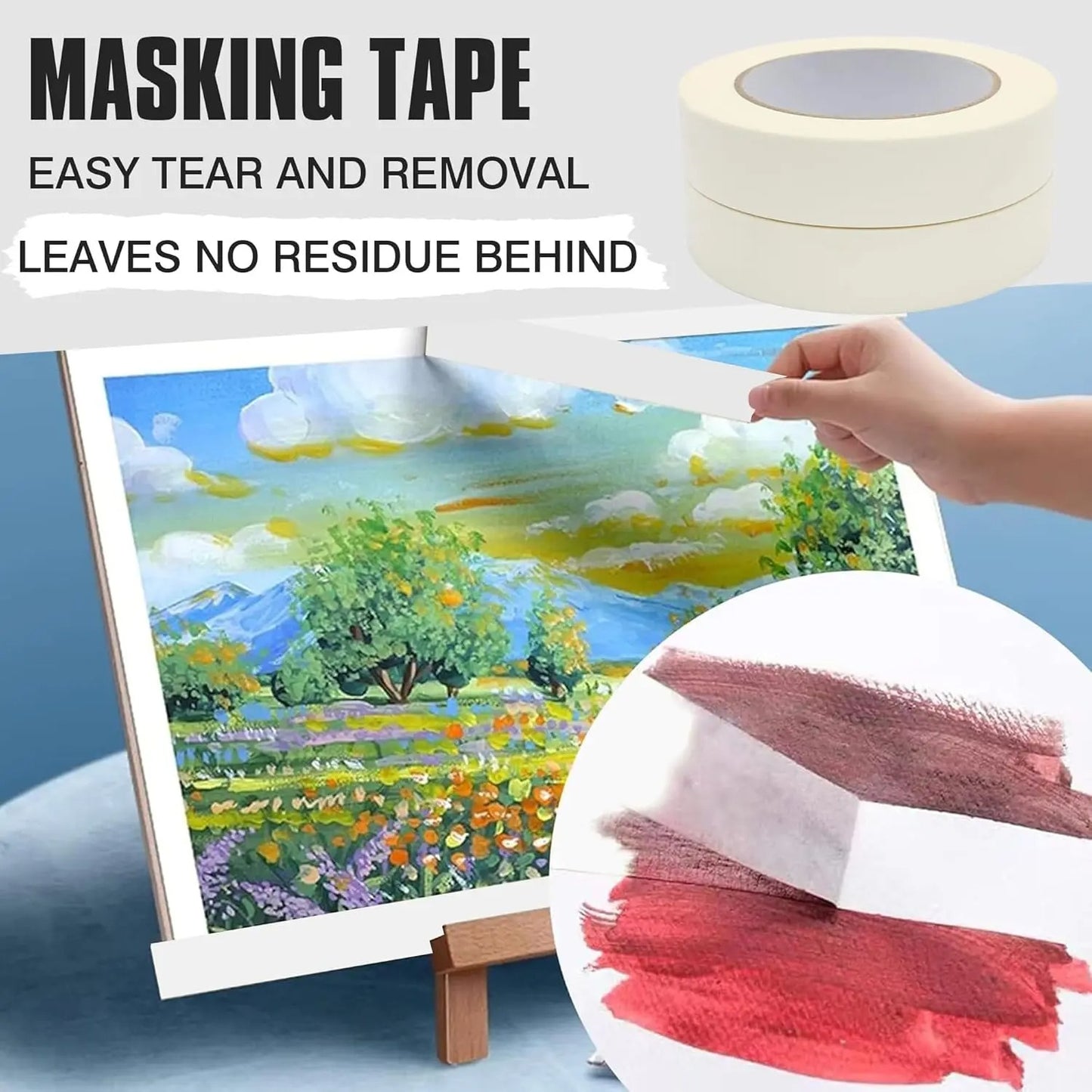 Masking Tape White Single Side Tape Adhesive Crepe Paper for Oil Painting Sketch Drawing Supplies