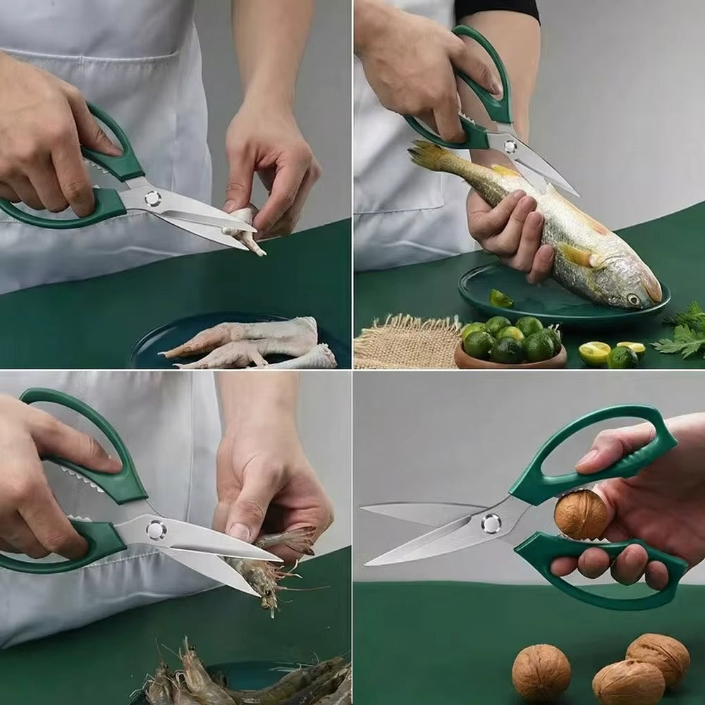 German Imported Stainless Steel Kitchen Shears - Full Steel Heavy-Duty for Chicken Bone & Hard Food C2612