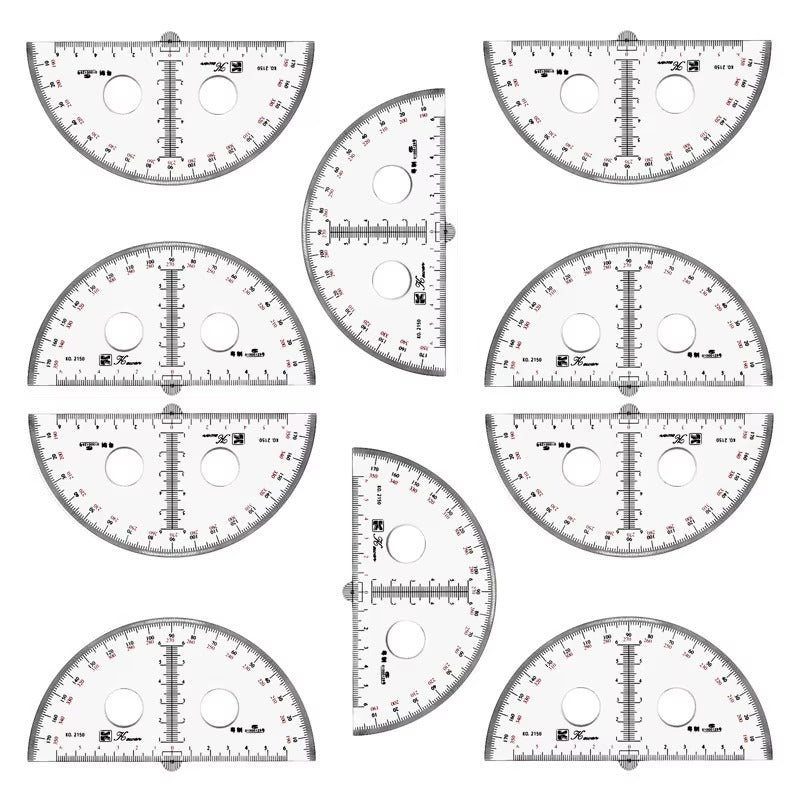 15 cm diameter medium size measuring instrument organic matter 180 degree semicircular protractor