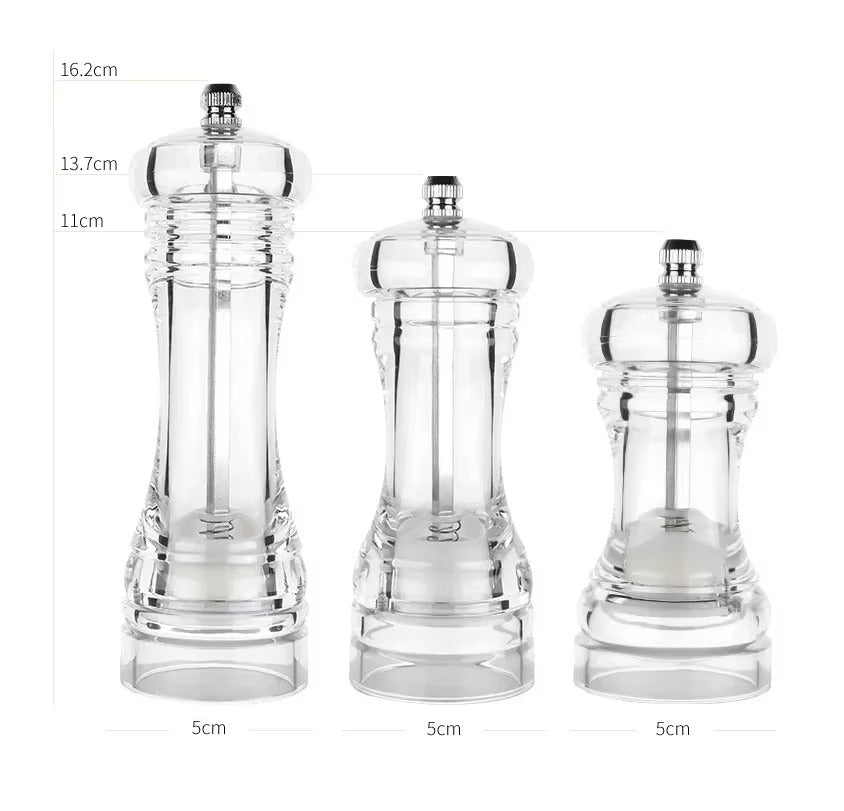 Acrylic Spice Mill Shaker Manual Pepper Grinder Salt Grinder Transparent Kitchen Grinding Tool 162/137/110mm