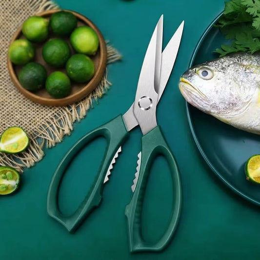 German Imported Stainless Steel Kitchen Shears - Full Steel Heavy-Duty for Chicken Bone & Hard Food C2612