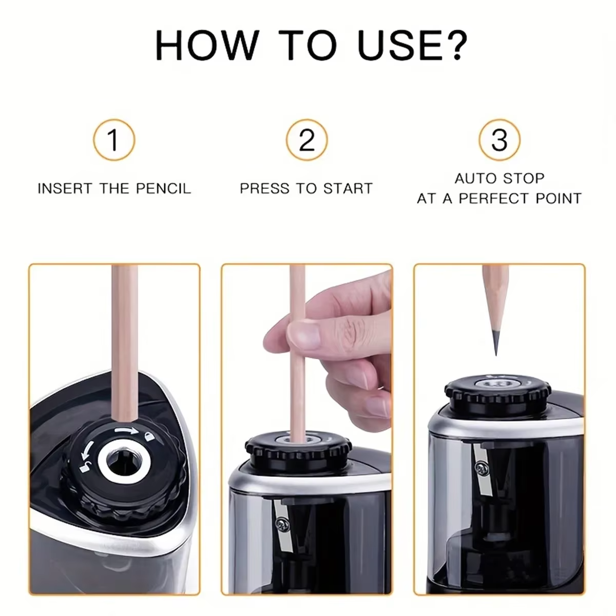 Electric Sharpener Assembly Desktop Automatic Pencil Sharpener Suitable To Pencils (6-8mm) for Students School Office Stationery