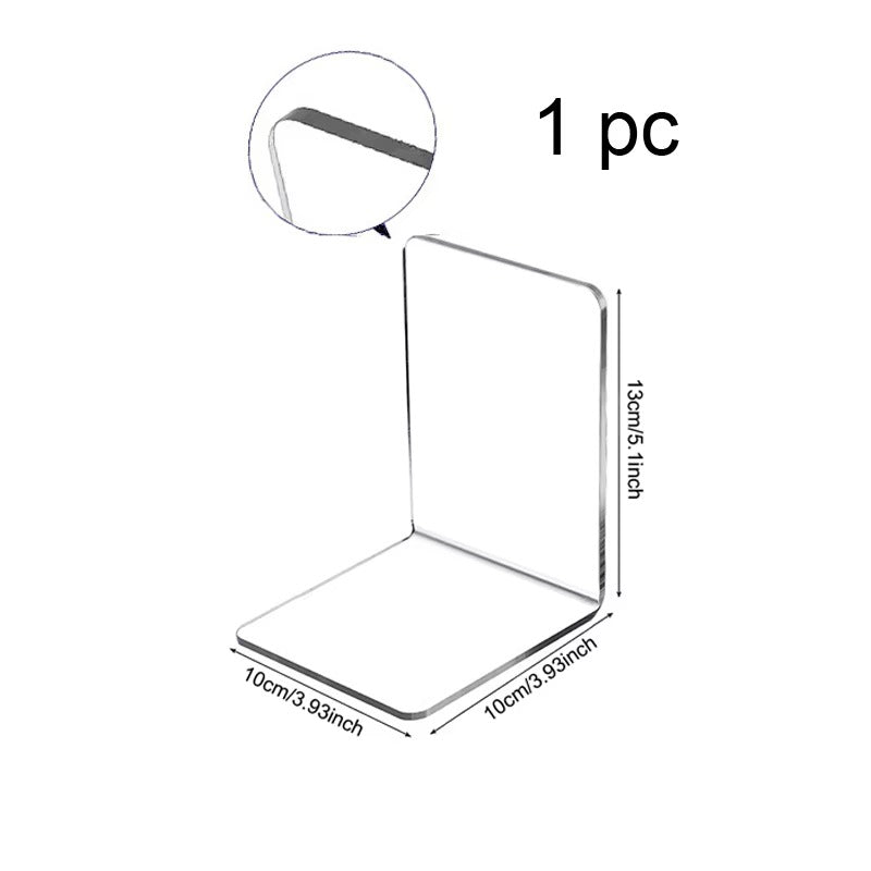 1Pc Clear Acrylic Bookends Bookshelf Desktop Display Stands for Office, Home & Retail Use, Book Storage, Decorative Storage Rack
