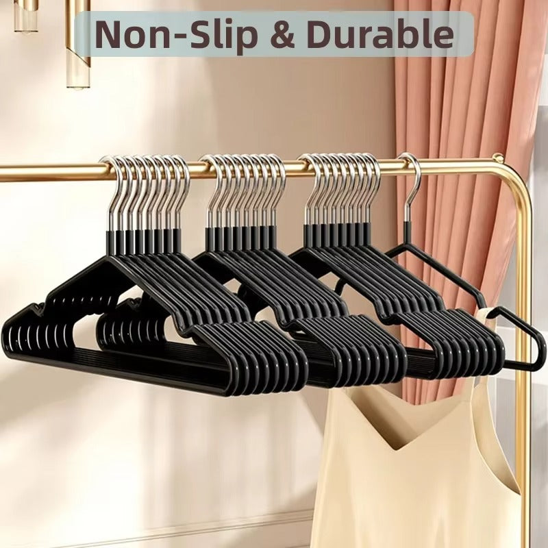 10pcs Non-Slip Coated Metal Suit Coat Hanger Heavy Duty Clothes Hangers Metal Shirt Jacket Hanger with Round Notches for Dress