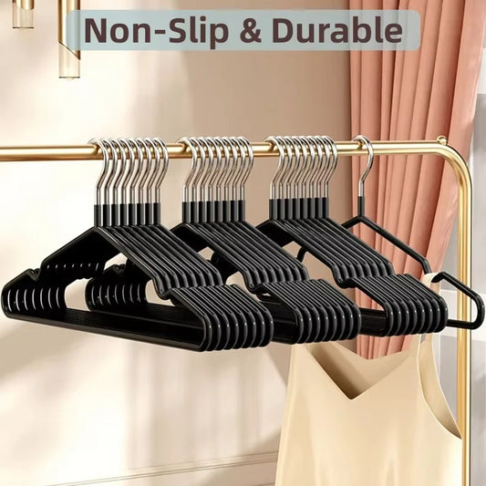 10pcs Non-Slip Coated Metal Suit Coat Hanger Heavy Duty Clothes Hangers Metal Shirt Jacket Hanger with Round Notches for Dress