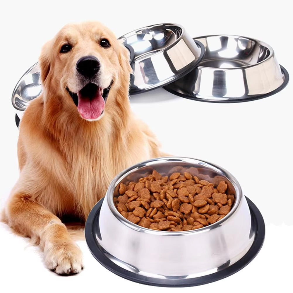 Steel Pet Dog Bowl Feeder Skidproof Anti-ant Food Water Drink Dishes Feeder Dog Bowls Food Accessories Pet Supplies