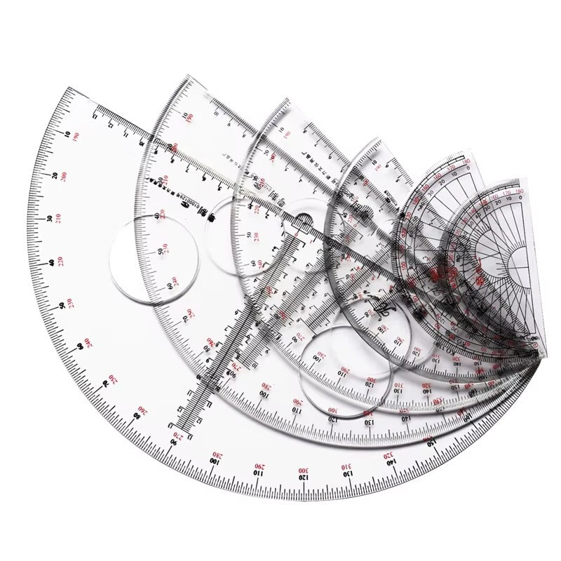 15 cm diameter medium size measuring instrument organic matter 180 degree semicircular protractor