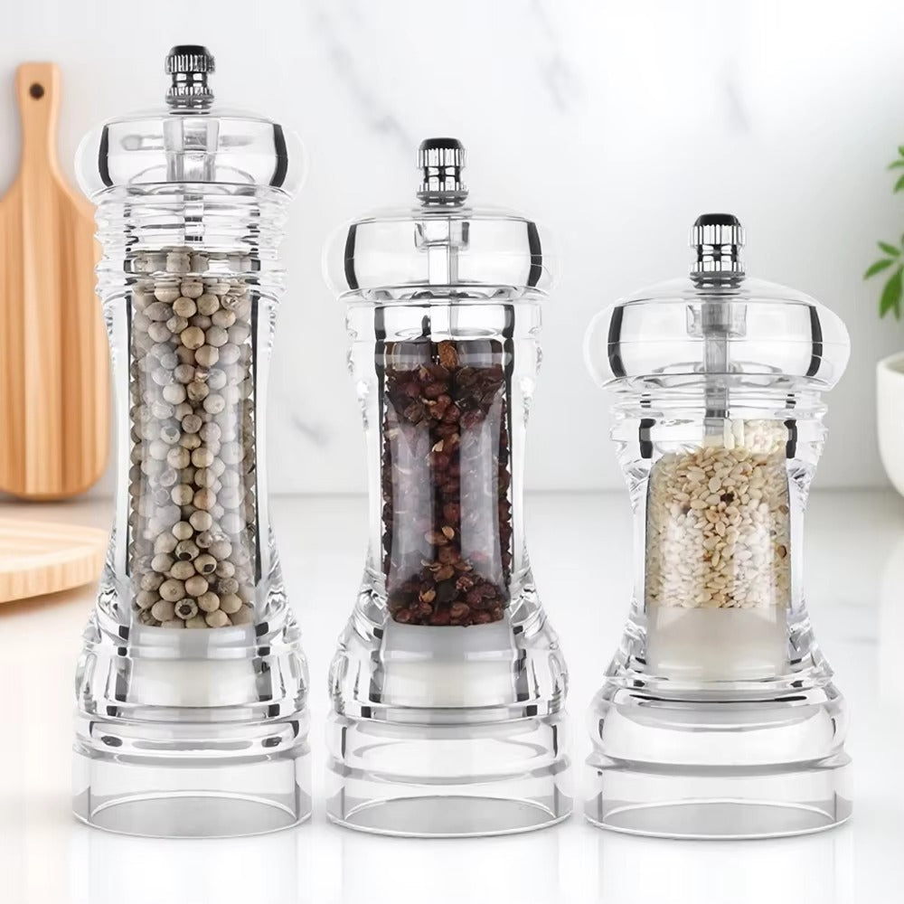 Acrylic Spice Mill Shaker Manual Pepper Grinder Salt Grinder Transparent Kitchen Grinding Tool 162/137/110mm