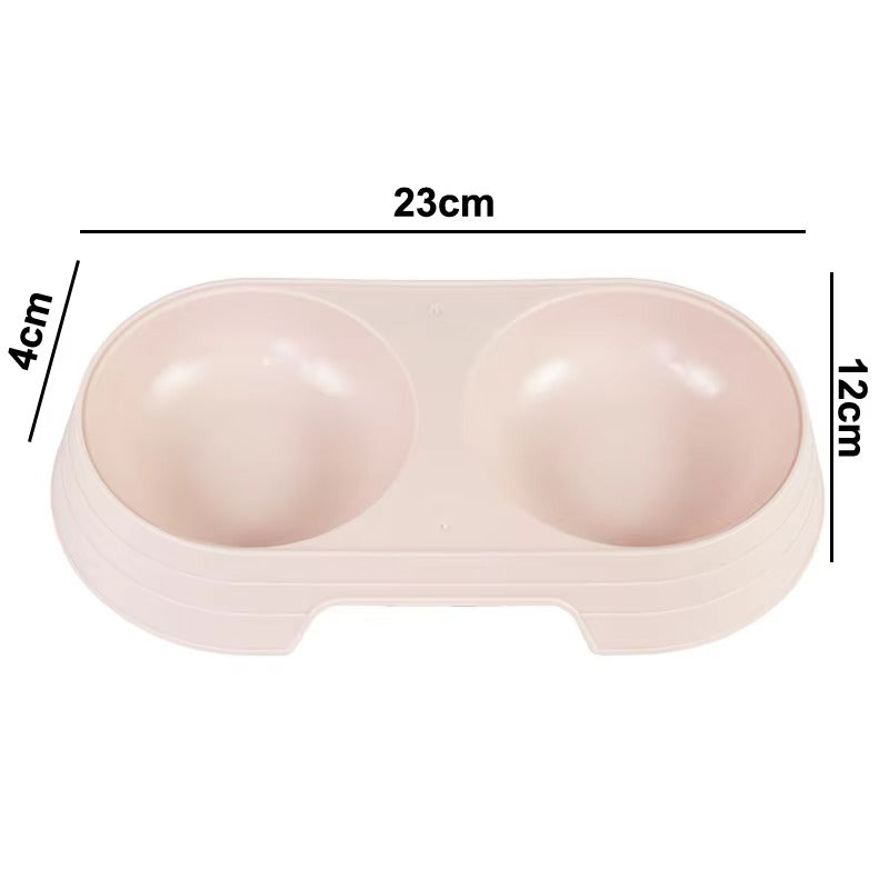2-grid Non-slip Cat Food Bowl Water And Food Integrated Pet Plastic Feeding Bowl For Cats And Dogs