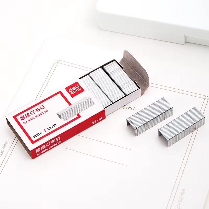 500PCS Deli 0015 Universal Staples 23/10 Binding 60 Sheets 12.8x10mm Width X Height Office Supply Stapler Refill