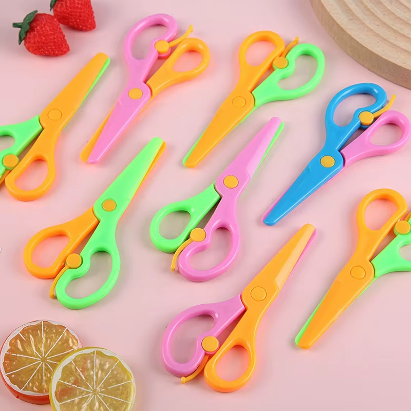 Plastic Scissors Double Color Splicing Handmade DIY Safe Scissors Office Art Supplies Student Specific Paper Cuttings Tools TMZ