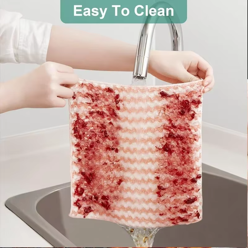 10/40PCS Super Absorbent Dishcloths Coral Fleece Cleaning Cloths Thickened Kitchen Washing Dish Rags Glass Windows Wipe Towels