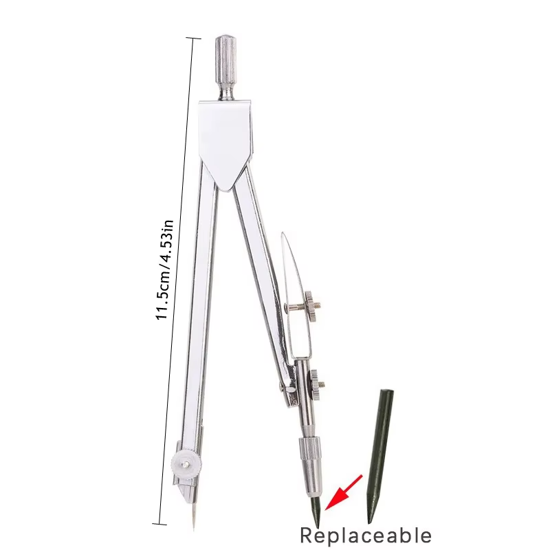 Metal Compass Set Drafting Compass with Replacement Refill for Students Exam Drawing Tools Stationery Compasso Geometry Compas