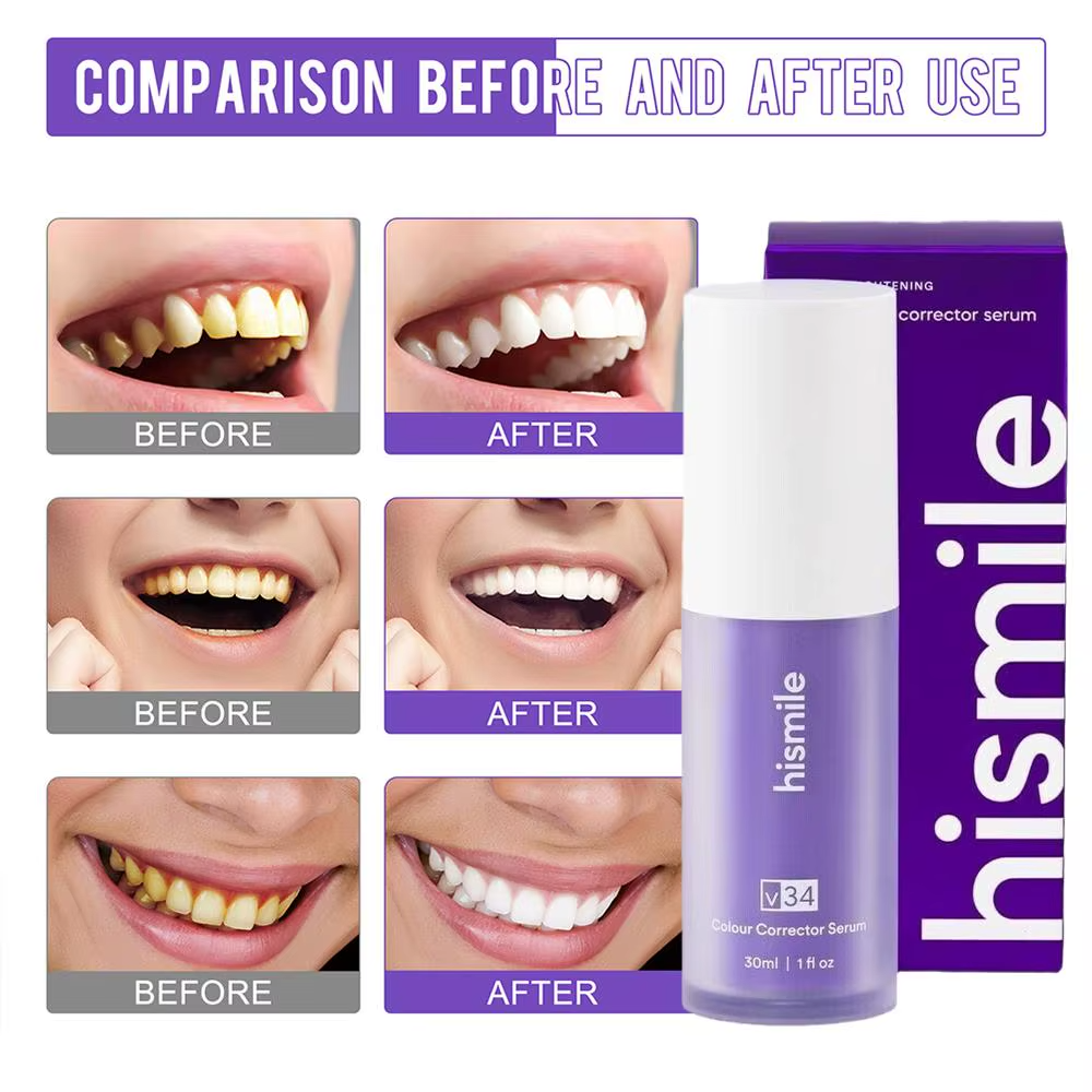 Purple Whitening Toothpaste Deep Cleaning Stain Removal Dentifrice Freshing Breath Oral Care Essentials for Home Daily Life 30ml