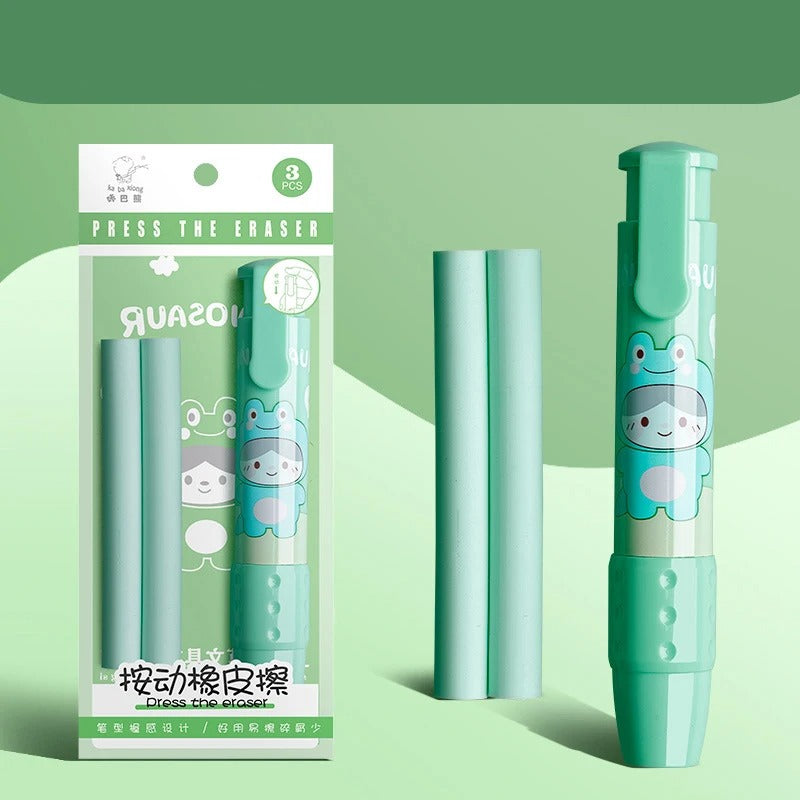 Erasers Pen Retractable Press Pencil Rubber Correction Supplies School Stationery Erasers for Kids Soft Art Eraser Pen
