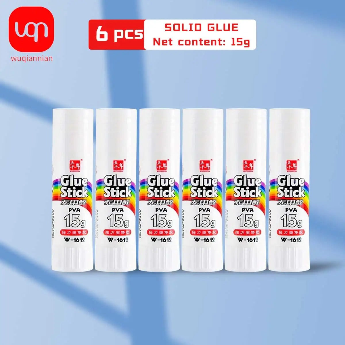 WQN 9/15/21/36G Rainbow White Solid Glue Stick Non Toxic Professional High Viscosity Ideal Office & Study Stationery
