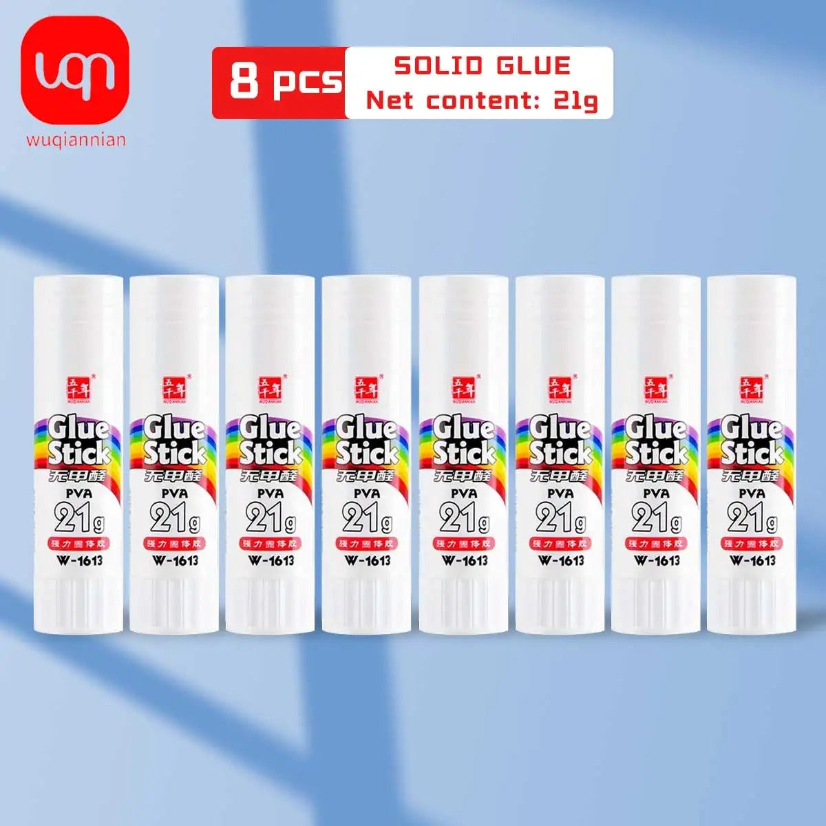 WQN 9/15/21/36G Rainbow White Solid Glue Stick Non Toxic Professional High Viscosity Ideal Office & Study Stationery