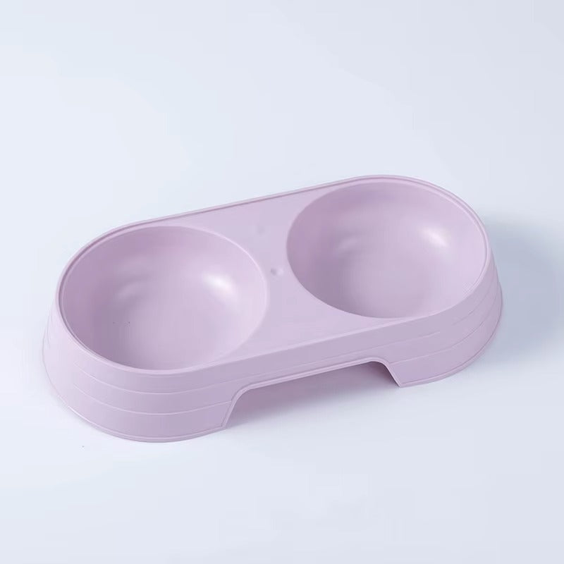 2-grid Non-slip Cat Food Bowl Water And Food Integrated Pet Plastic Feeding Bowl For Cats And Dogs