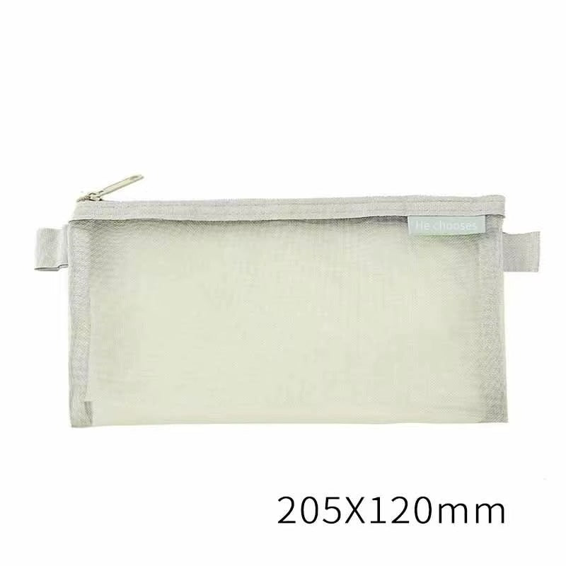 1 Piece Lytwtw's Creative Mesh Transparent Cute Square/Oval Portable Pen Pencil Pouch Bag School Office Supplies Stationery Case