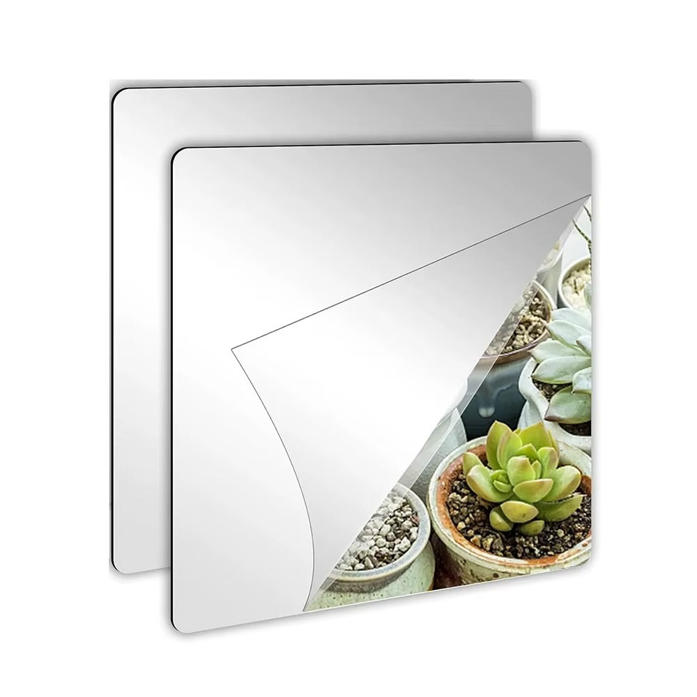 3D Mirror Wall Sticker DIY Square Acrylic Decal 2mm Full Body Wall Mirror Stickers for Bedroom Living Room Home Decor 2/4pcs