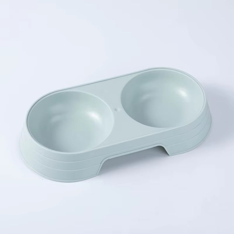 2-grid Non-slip Cat Food Bowl Water And Food Integrated Pet Plastic Feeding Bowl For Cats And Dogs