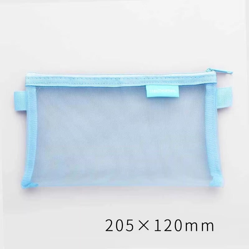 1 Piece Lytwtw's Creative Mesh Transparent Cute Square/Oval Portable Pen Pencil Pouch Bag School Office Supplies Stationery Case