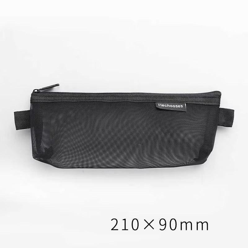 1 Piece Lytwtw's Creative Mesh Transparent Cute Square/Oval Portable Pen Pencil Pouch Bag School Office Supplies Stationery Case