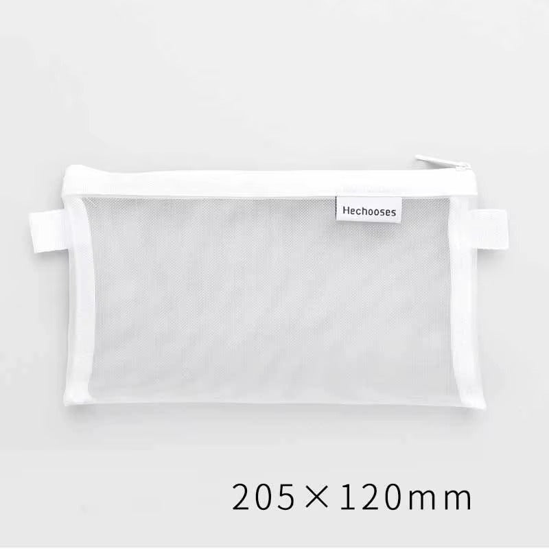 1 Piece Lytwtw's Creative Mesh Transparent Cute Square/Oval Portable Pen Pencil Pouch Bag School Office Supplies Stationery Case