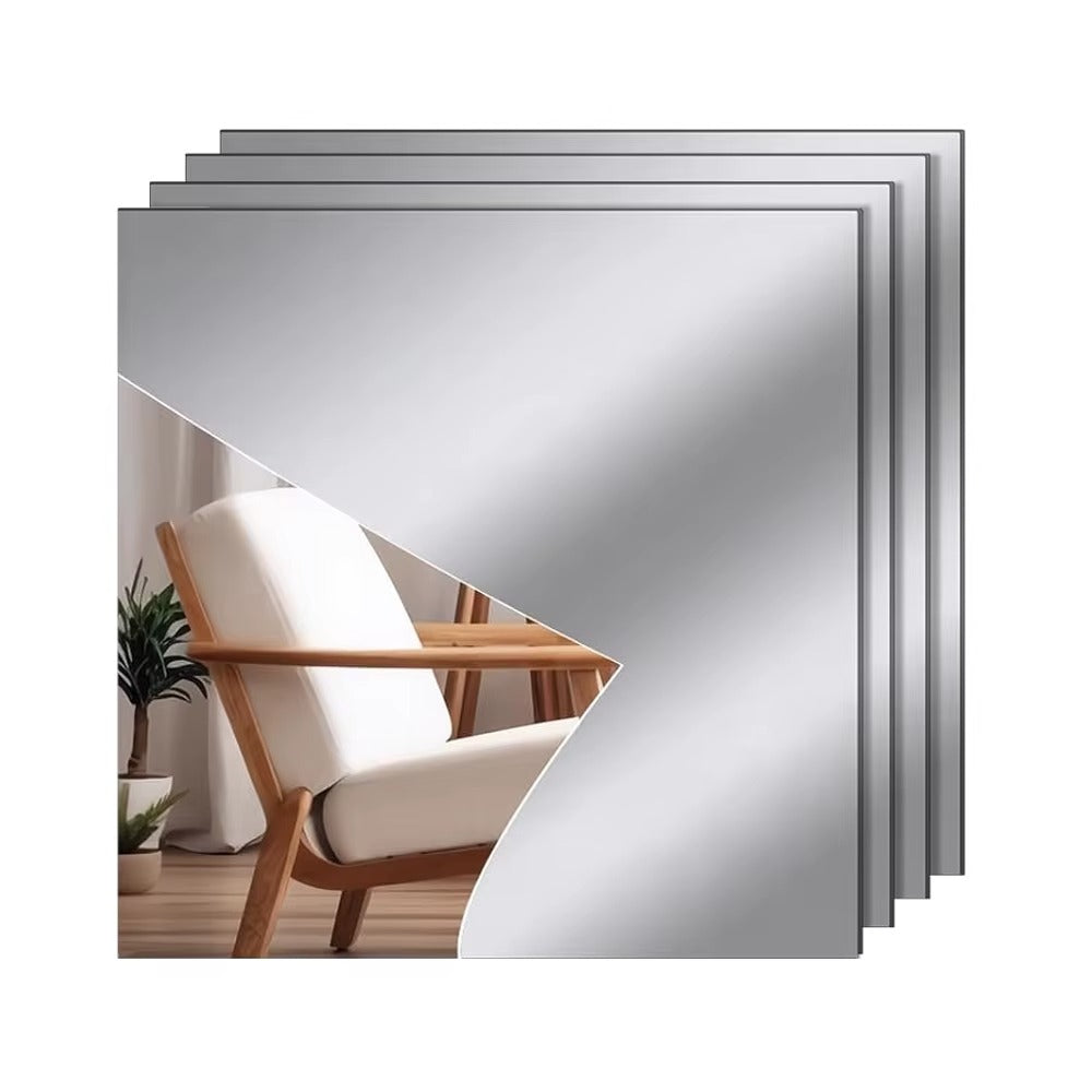 3D Mirror Wall Sticker DIY Square Acrylic Decal 2mm Full Body Wall Mirror Stickers for Bedroom Living Room Home Decor 2/4pcs