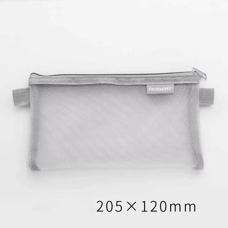 1 Piece Lytwtw's Creative Mesh Transparent Cute Square/Oval Portable Pen Pencil Pouch Bag School Office Supplies Stationery Case