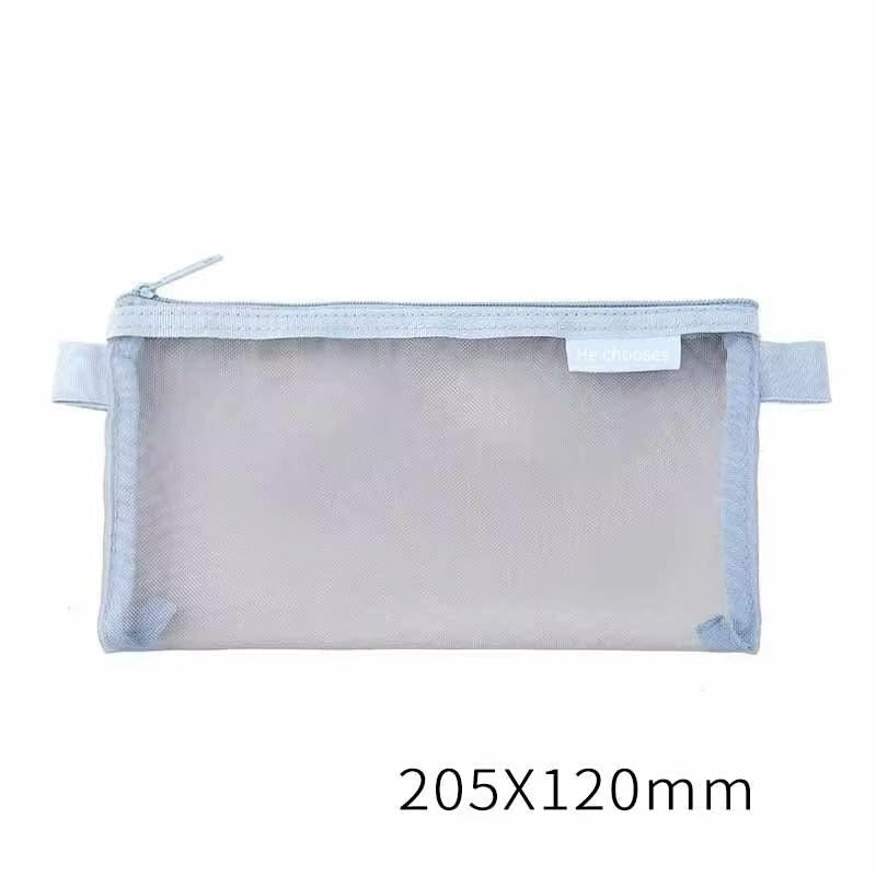 1 Piece Lytwtw's Creative Mesh Transparent Cute Square/Oval Portable Pen Pencil Pouch Bag School Office Supplies Stationery Case