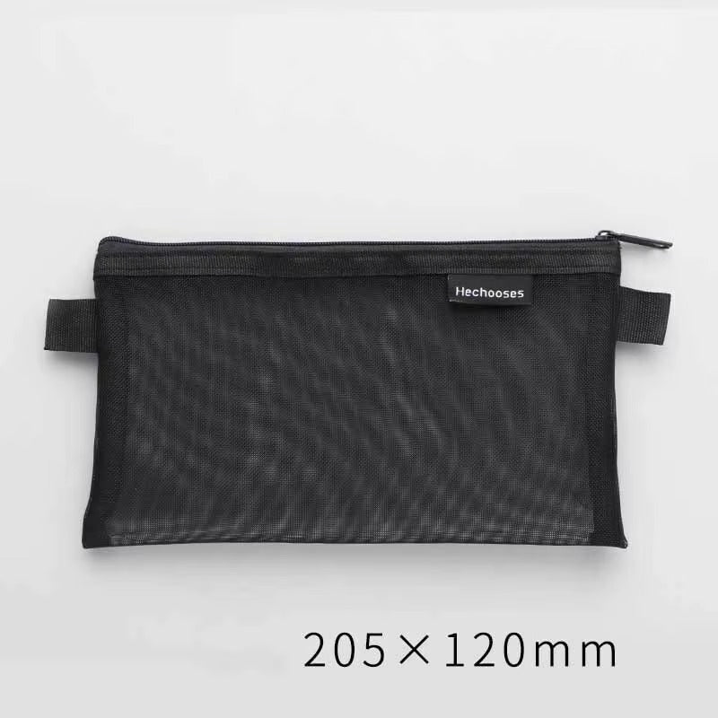 1 Piece Lytwtw's Creative Mesh Transparent Cute Square/Oval Portable Pen Pencil Pouch Bag School Office Supplies Stationery Case