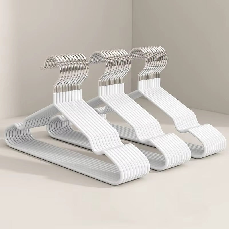 10pcs Non-Slip Coated Metal Suit Coat Hanger Heavy Duty Clothes Hangers Metal Shirt Jacket Hanger with Round Notches for Dress