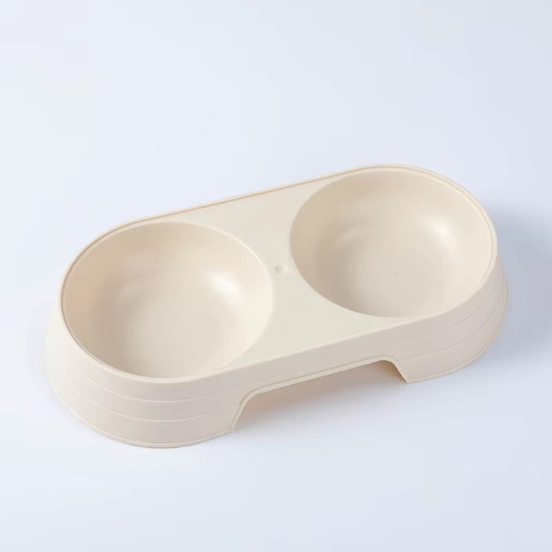 2-grid Non-slip Cat Food Bowl Water And Food Integrated Pet Plastic Feeding Bowl For Cats And Dogs