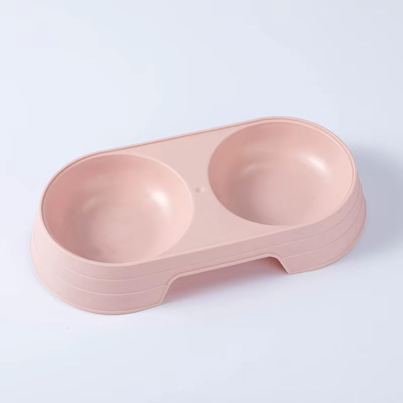 2-grid Non-slip Cat Food Bowl Water And Food Integrated Pet Plastic Feeding Bowl For Cats And Dogs